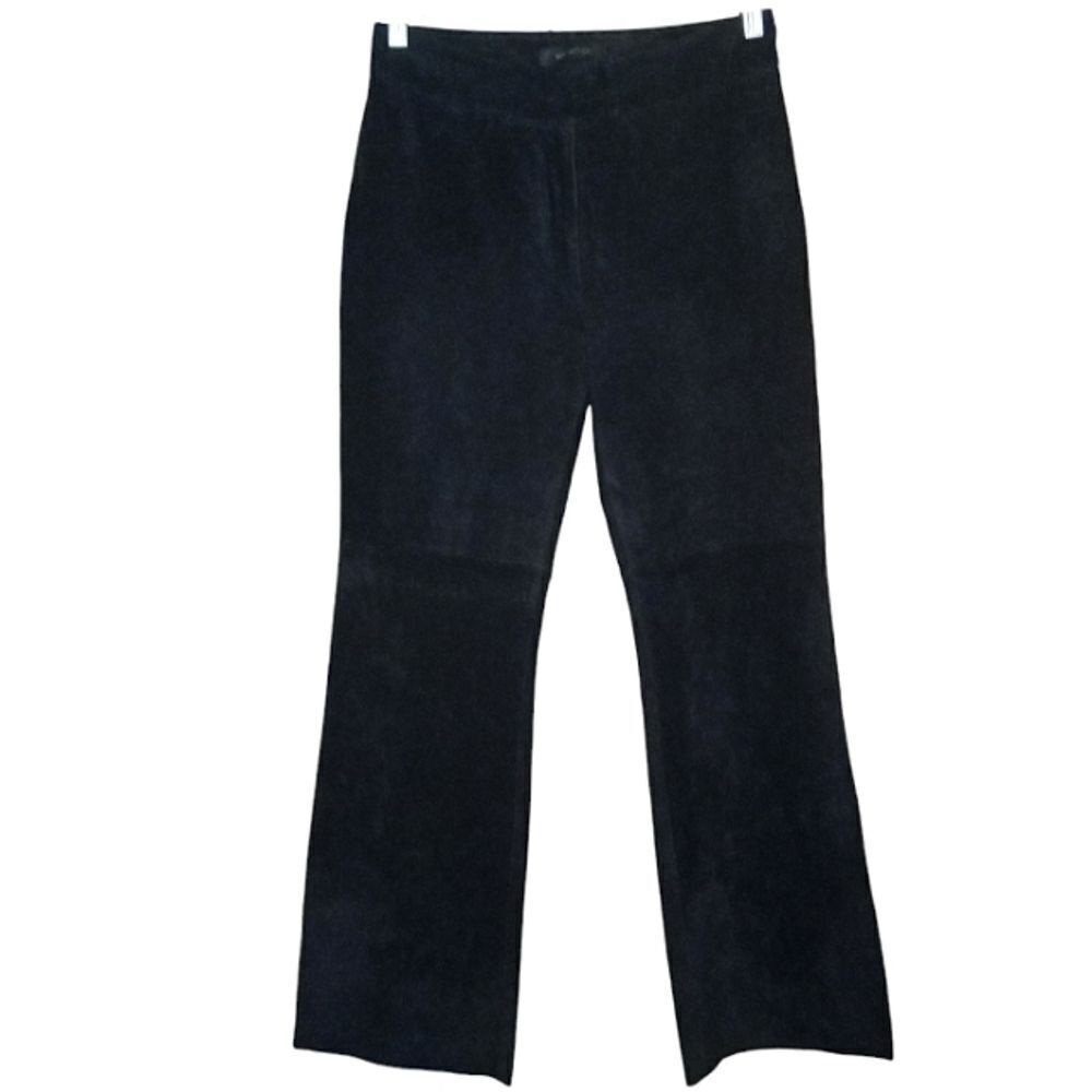 Siena Studio Women's Black 100% Leather Suede Boot Cut Pants Size 4